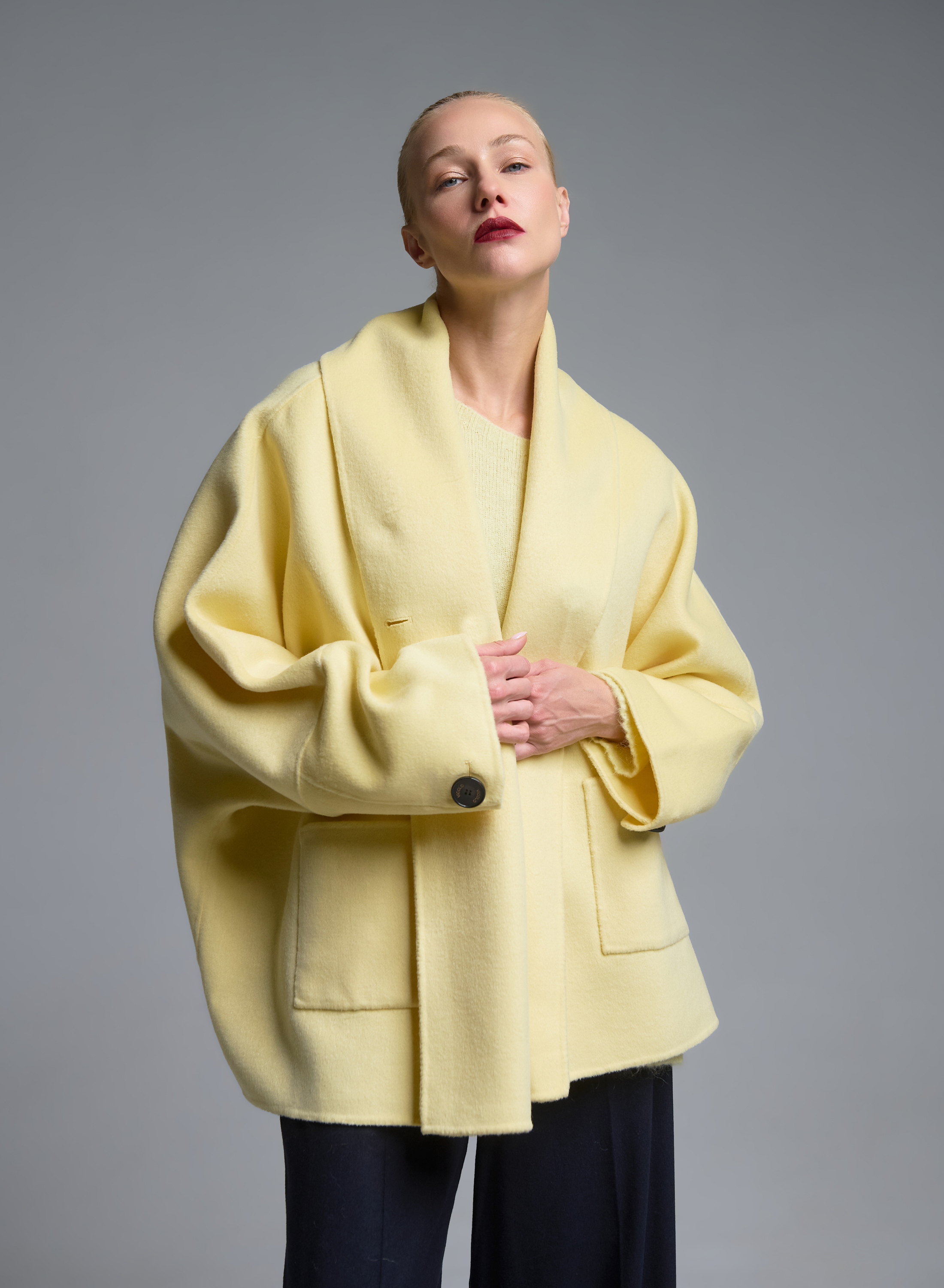 Yellow Cardigan Coat with tuxedo lapel Vicolo - 0