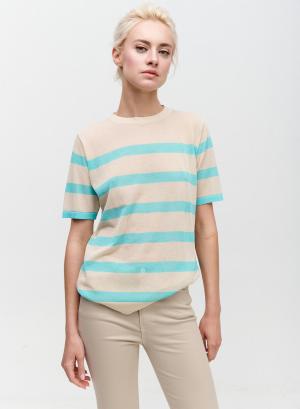 Knitted blouse with stripes and short sleeves - 18818