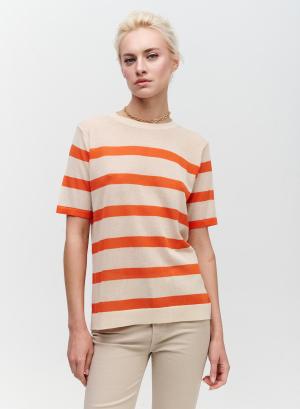 Knitted blouse with stripes and short sleeves - 18827