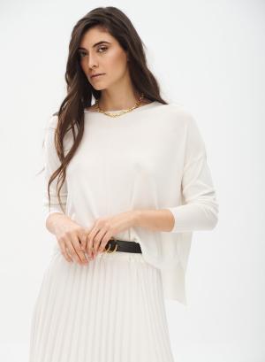 Asymmetric knitted blouse with side slits - 16755