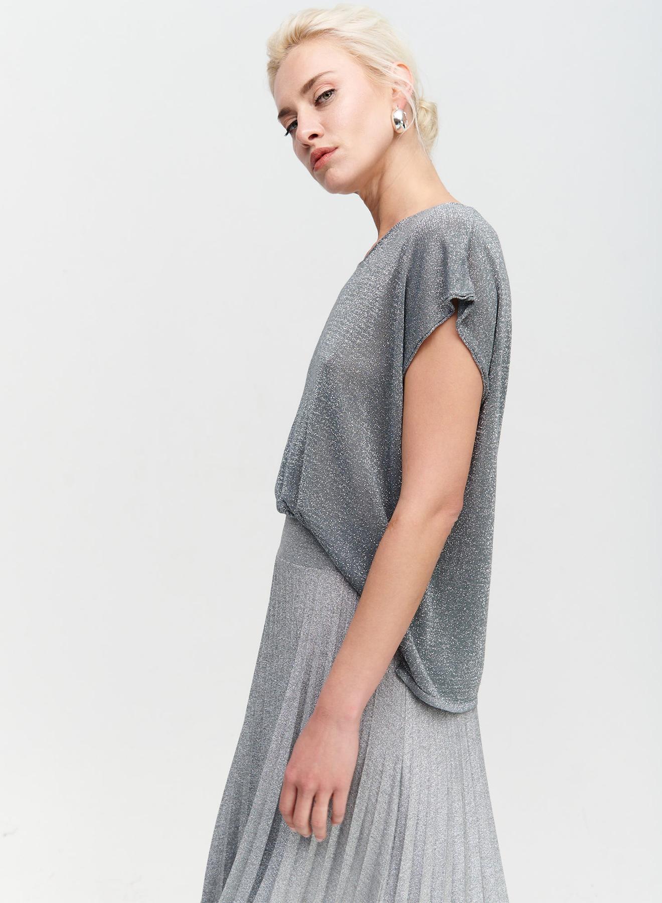 Knitted lurex blouse with V-neckline - 2