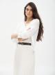 Loose fit knitted blouse with V neckline - 1