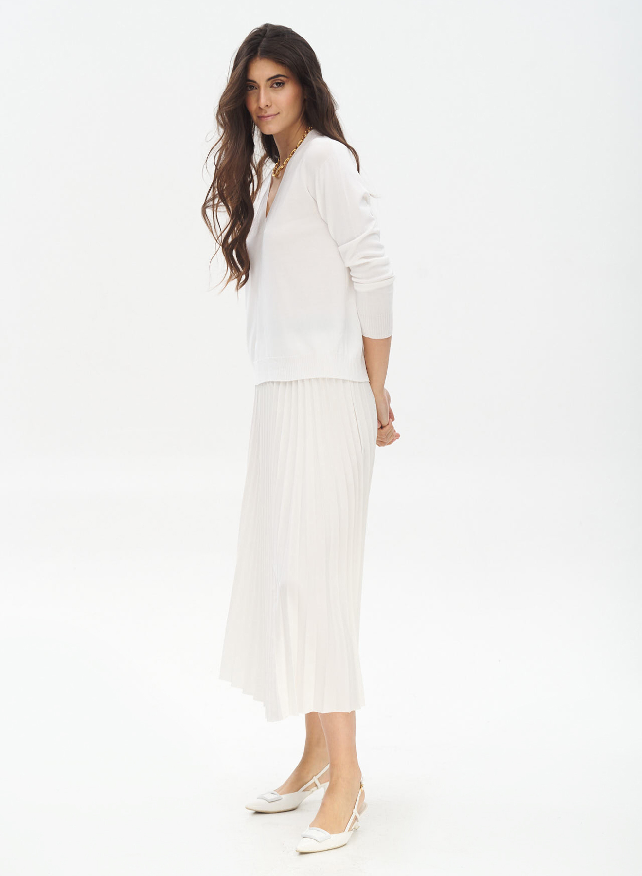 Knitted blouse with V-neckline - 0