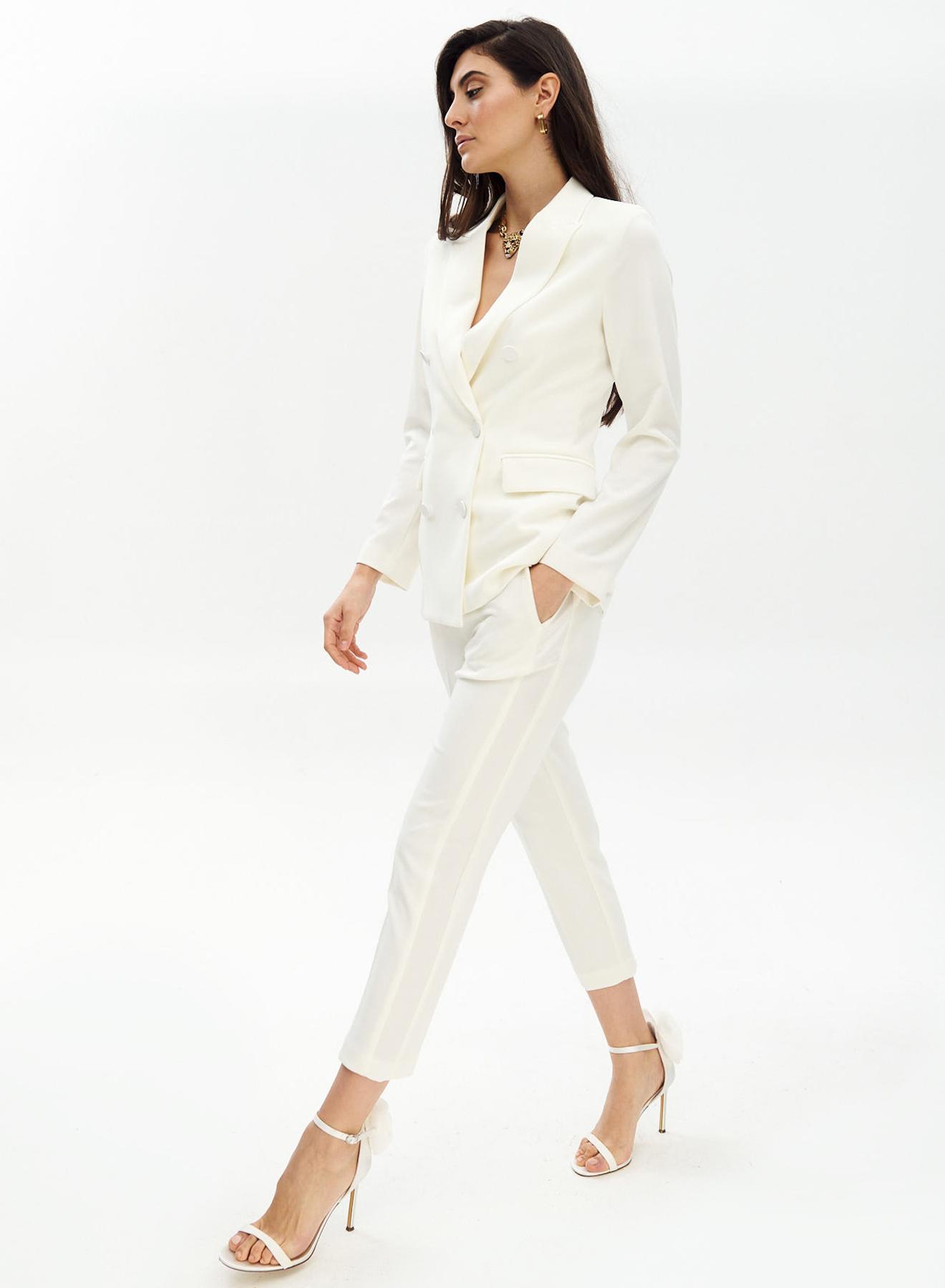 Straight fit trousers with satin side stripe  - 1