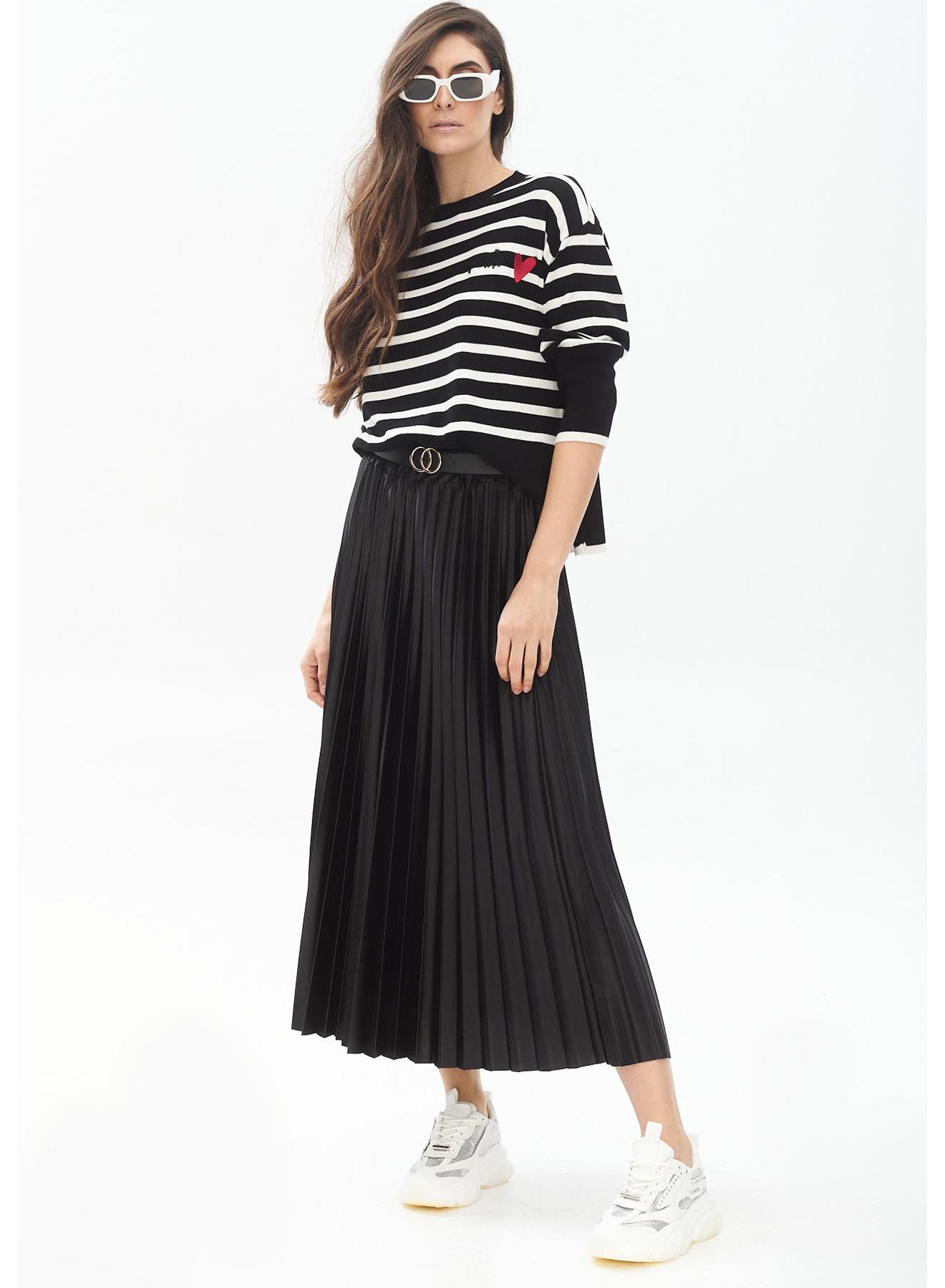Pleated silky touch skirt with belt - 2