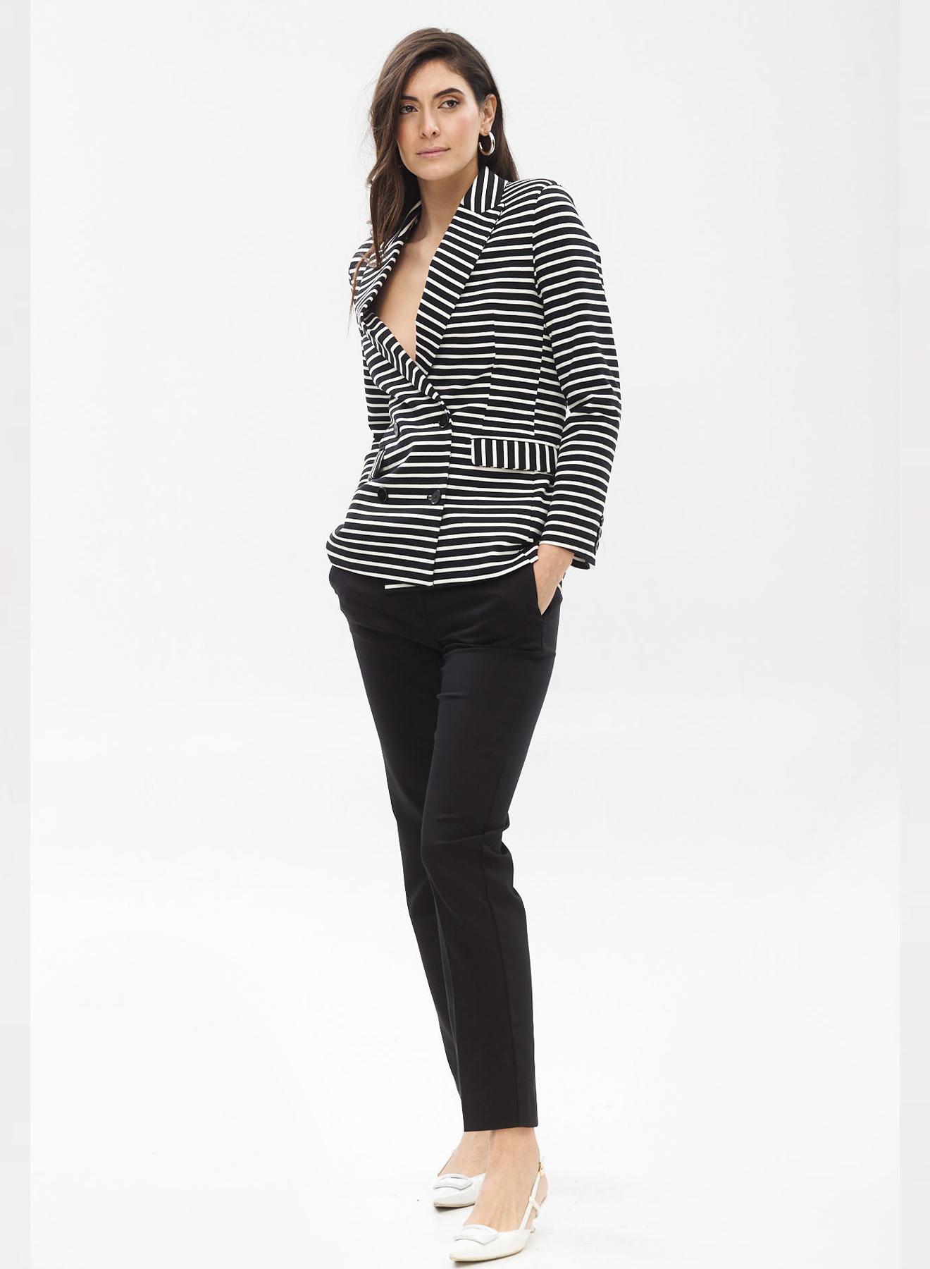 Double-Breasted elastic Blazer with stripes - 2