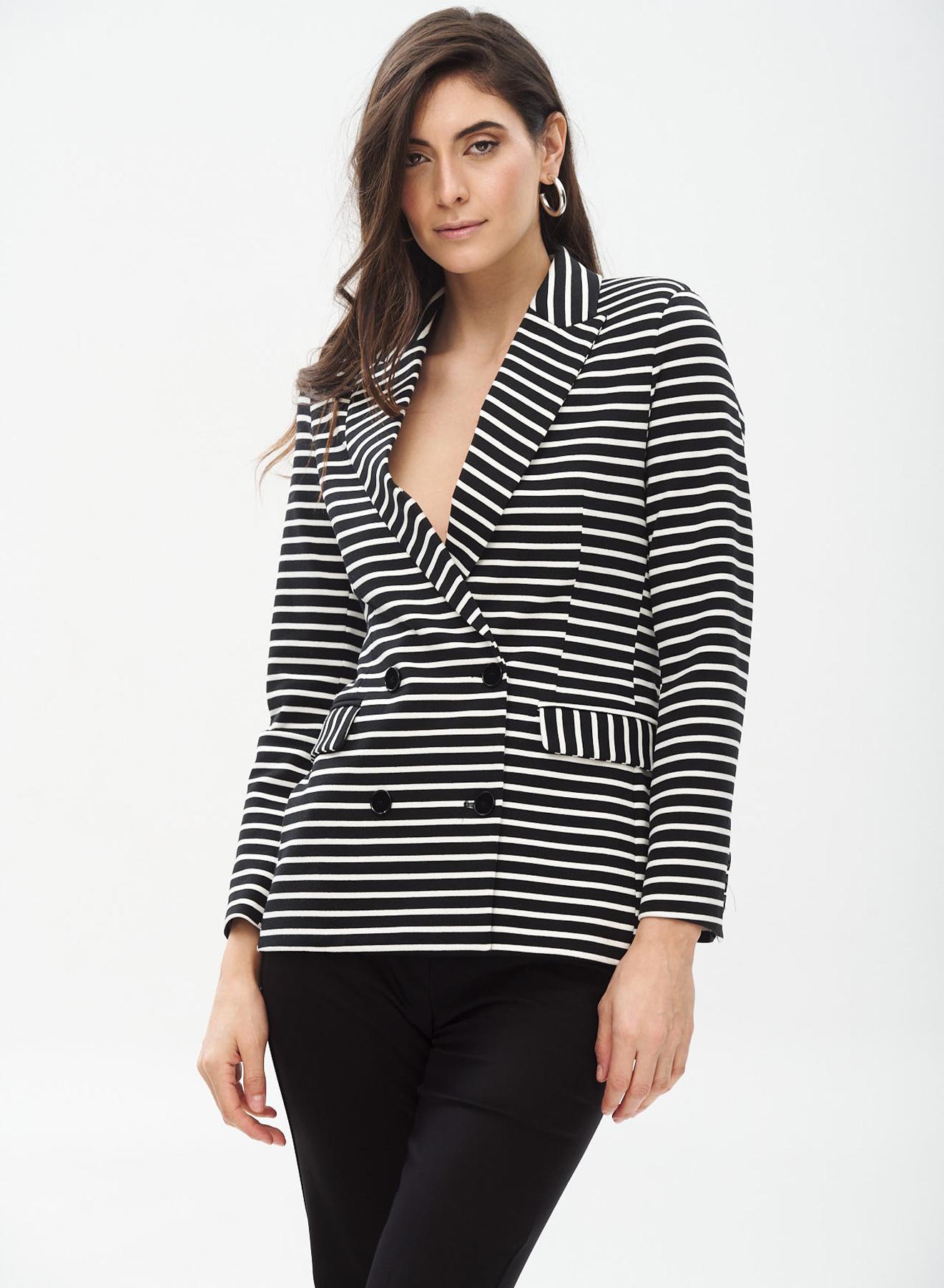 Double-Breasted elastic Blazer with stripes - 1