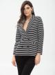 Double-Breasted elastic Blazer with stripes - 0