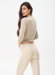 Eco leather cropped, flared trousers with rubber waistband - 3