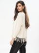 Knitted blouse with pockets and fringes at the hem - 0