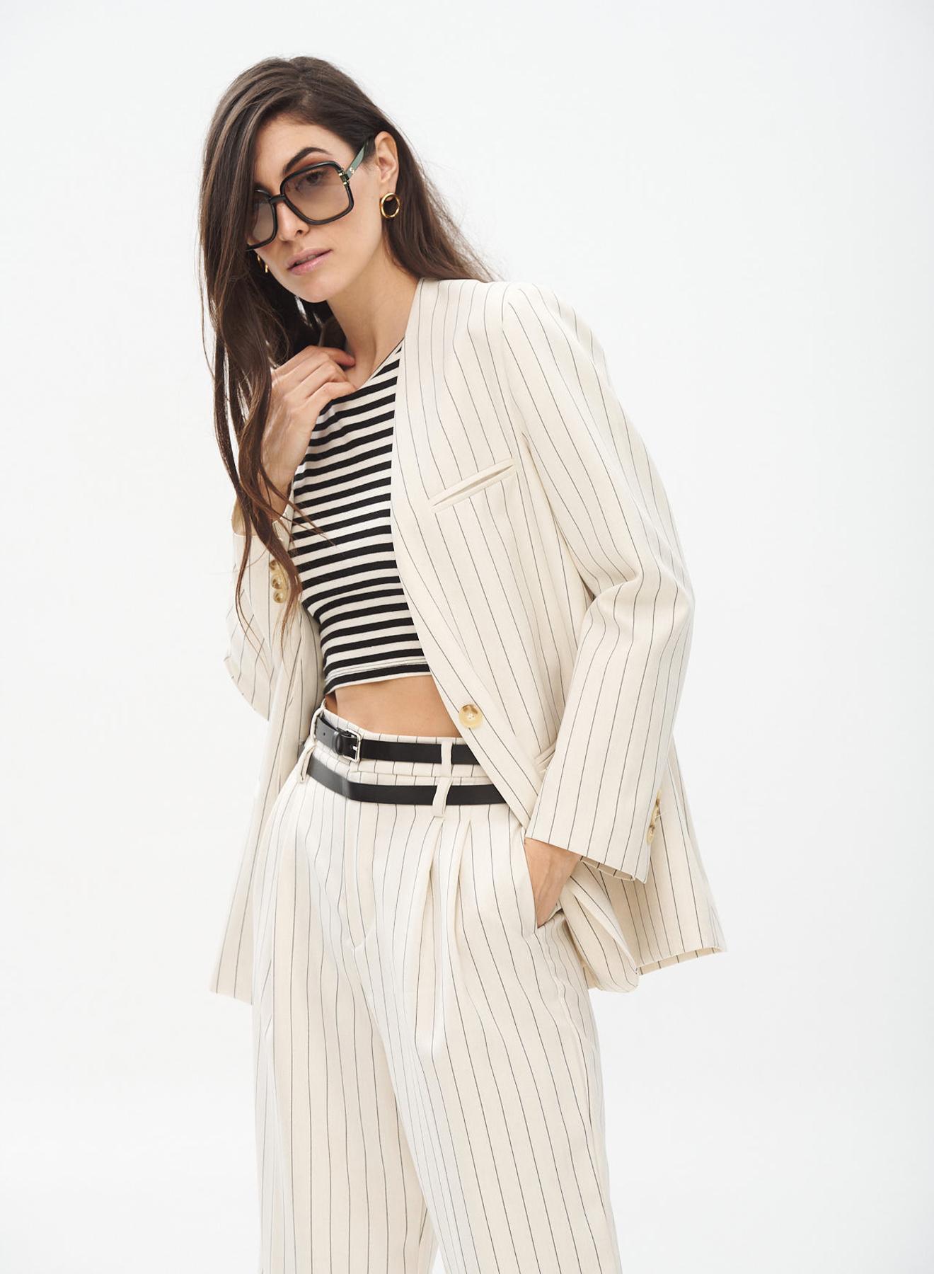 Pinstriped Blazer without lapels - 2