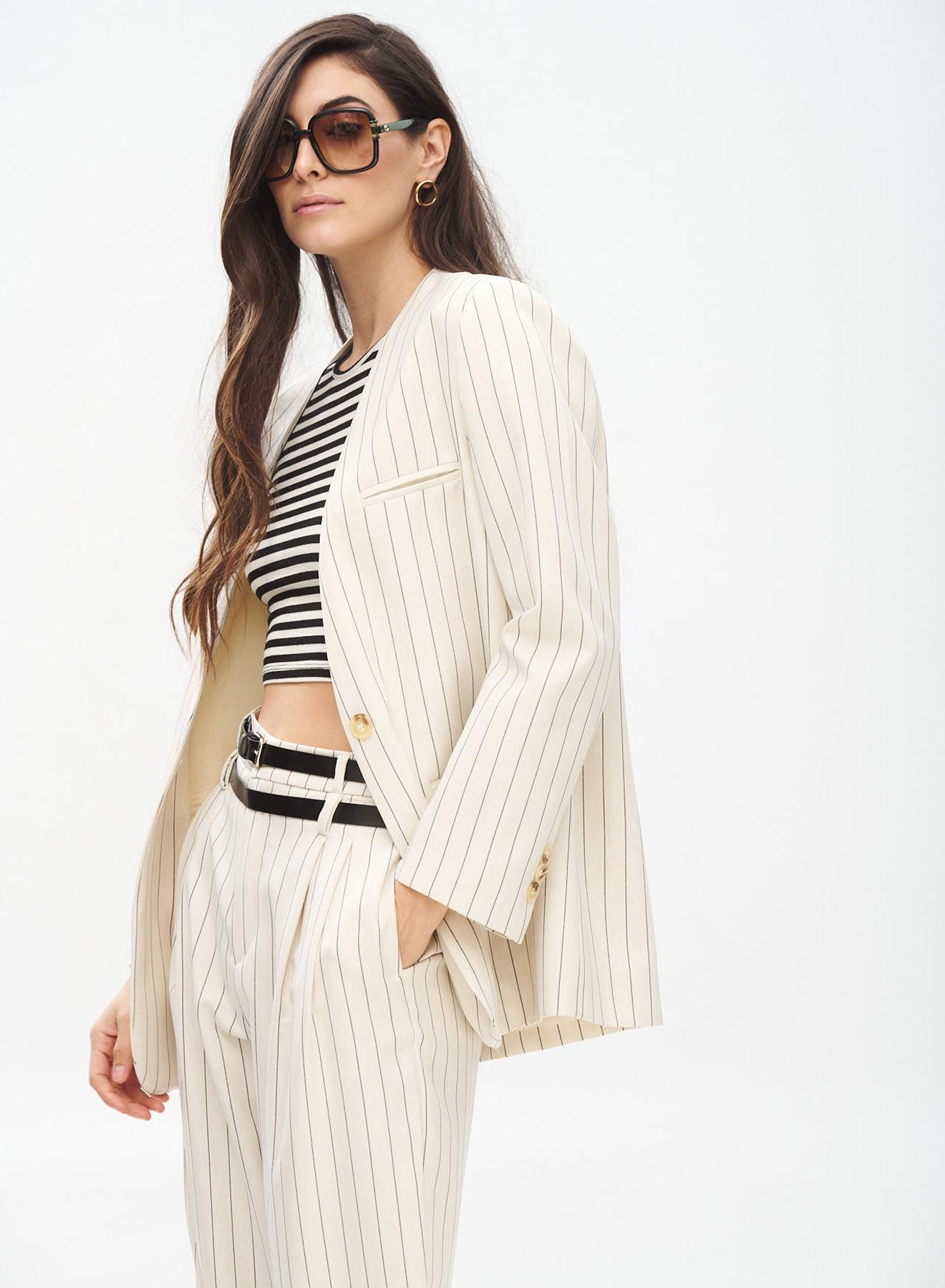 Pinstriped Blazer without lapels - 1