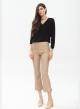 Eco leather cropped, flared trousers with rubber waistband - 2