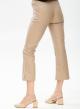 Eco leather cropped, flared trousers with rubber waistband - 1