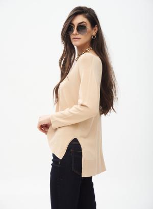 Asymmetric knitted blouse with side slits - 17059