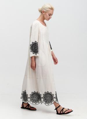 Φόρεμα μακρύ με μακριά μανίκια, κοφτό μαργαρίτα - 19233