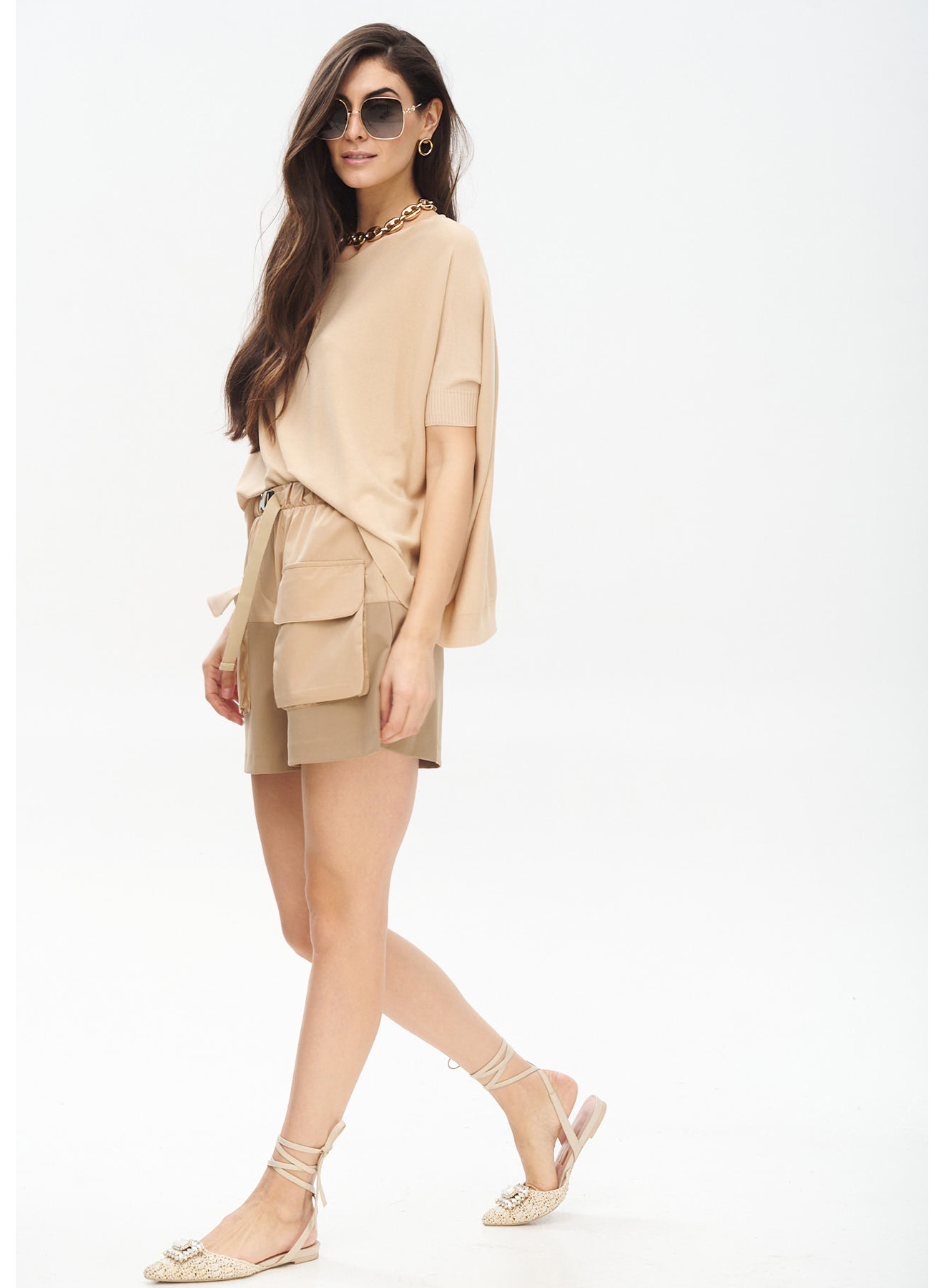 Oversized knitted blouse with short sleeves - 2