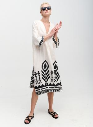 Dress feather chevron V neck - 19267