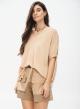 Oversized knitted blouse with short sleeves - 0