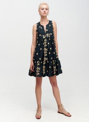 Sleevless short dress, all over daisy - 19320