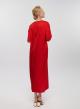 Red silky touch long Dress with short sleeves Clothe - 4