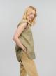 Tea-Gold new All Over sleeveless Linen Blouse with round neckline with button Greek Archaic Kori - 1