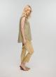 Tea-Gold new All Over sleeveless Linen Blouse with round neckline with button Greek Archaic Kori - 2