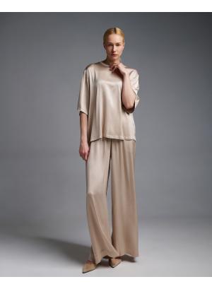 Beige silky touch Pants with elasticated waistband Vicolo - 55960