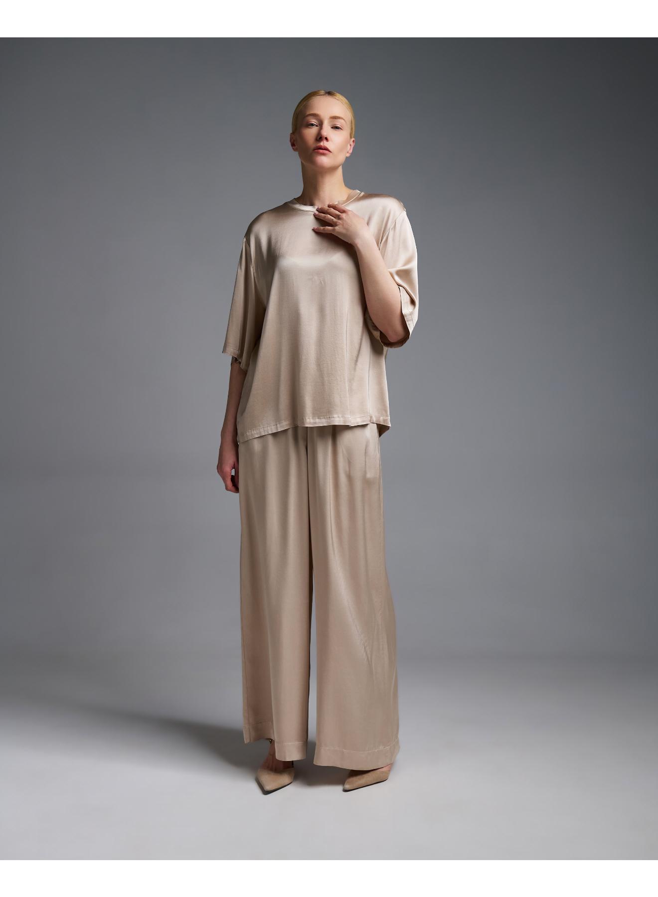 Beige silky touch Pants with elasticated waistband Vicolo - 2