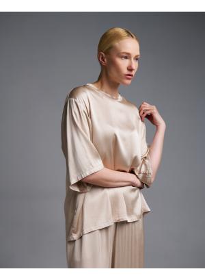 Beige silky touch Blouse with short sleeves Vicolo - 55950