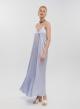 Light Blue silky touch long Dress with straps La Liberta - 3