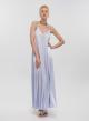 Light Blue silky touch long Dress with straps La Liberta - 1