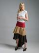 White-Camel-Red-Chocolate Dress with short sleevess wit two different fabrics and with ruffles Motel - 4