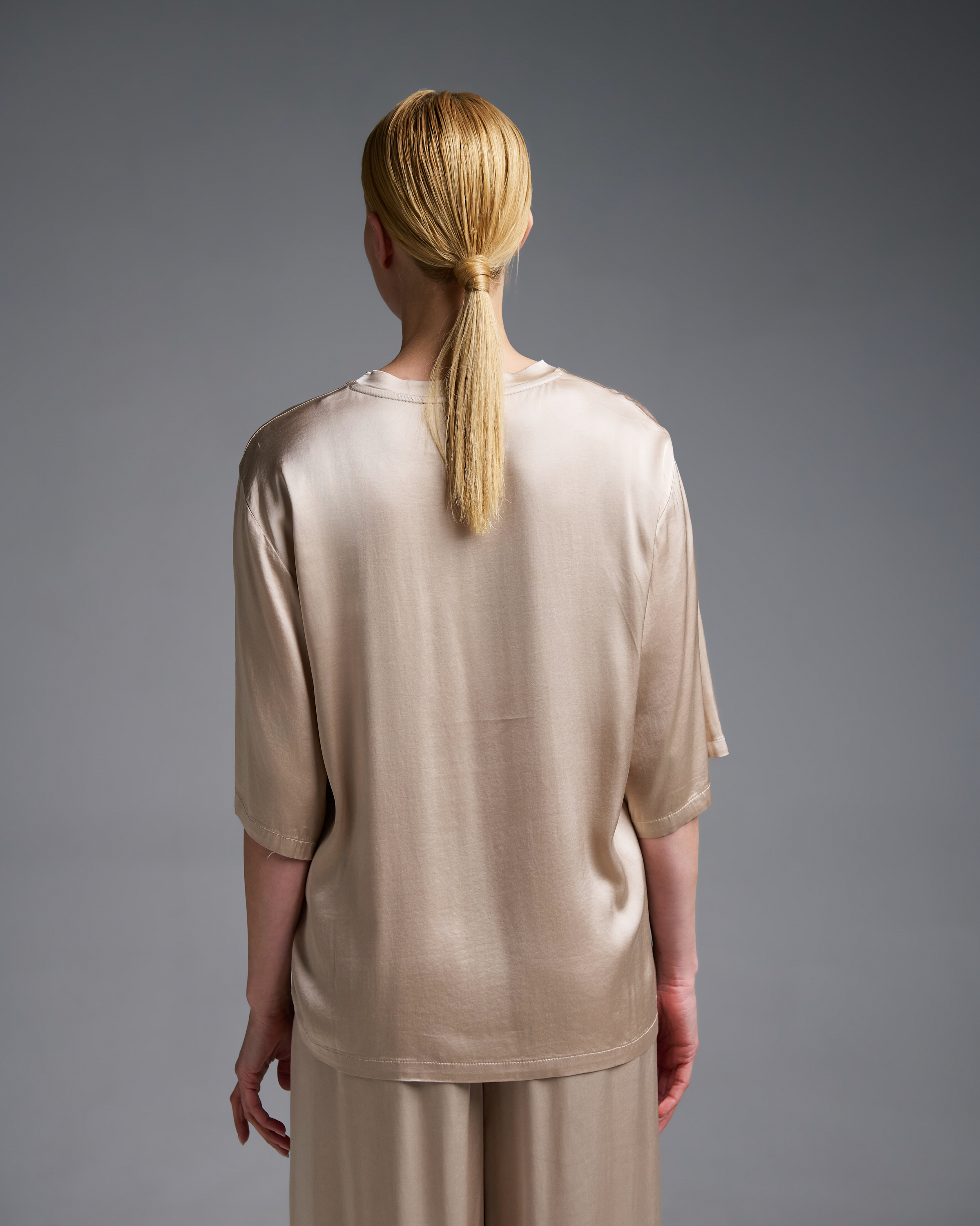 Beige silky touch Blouse with short sleeves Vicolo - 3