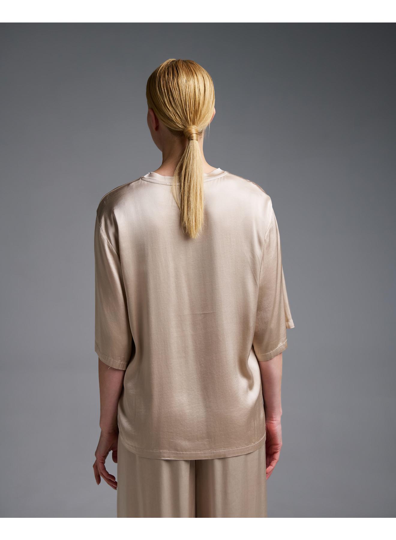 Beige silky touch Blouse with short sleeves Vicolo - 4