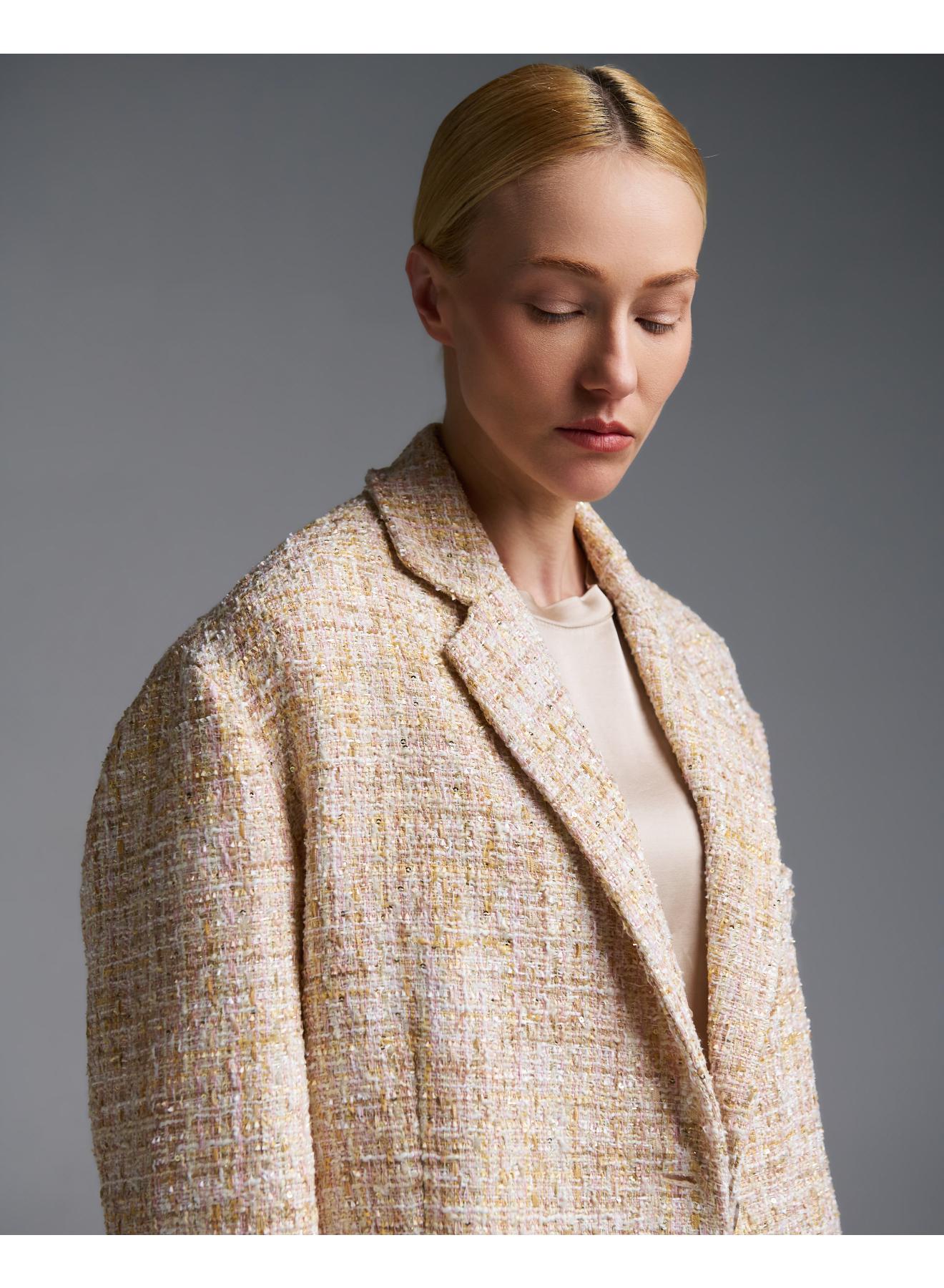 Beige-Ecru tweed oversized Jacket Vicolo - 4