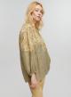 Tea-Gold new All Over Linen Blouse with puffy long sleeves and with V neckline Greek Archaic Kori - 3