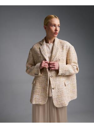 Beige-Ecru tweed oversized Jacket Vicolo - 55977