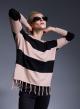 Knit blouse with wide stripes and fringes at the hem - 3