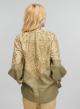 Tea-Gold new All Over Linen Blouse with puffy long sleeves and with V neckline Greek Archaic Kori - 1