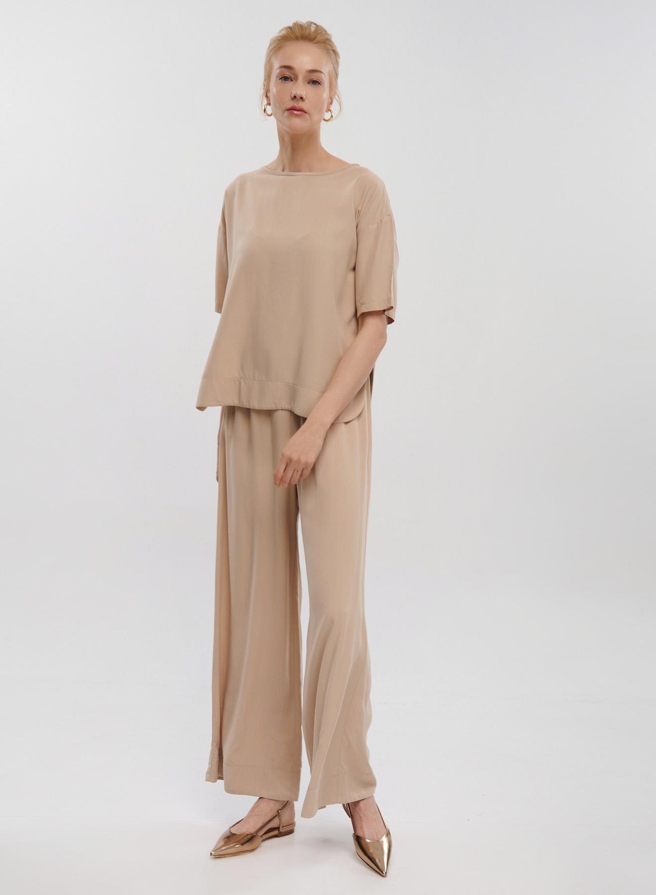 Beige drawstring Trousers Milla - 1