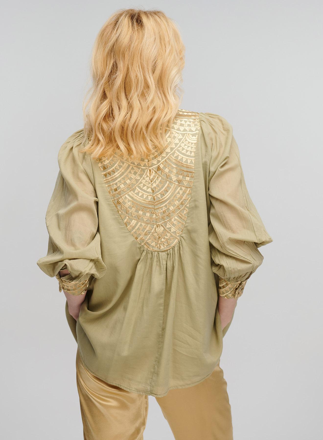 Tea-Gold new All Over Blouse with long sleeves Greek Archaic Kori - 3