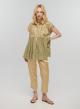 Tea-Gold new All Over Blouse with ruffles Greek Archaic Kori - 4