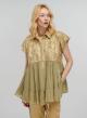 Tea-Gold new All Over Blouse with ruffles Greek Archaic Kori - 3