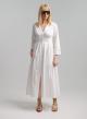 White poplin Dress with long sleeves, buttons and V neckline 'CYCLE" Devotion Twins - 1