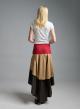 White-Camel-Red-Chocolate Dress with short sleevess wit two different fabrics and with ruffles Motel-5