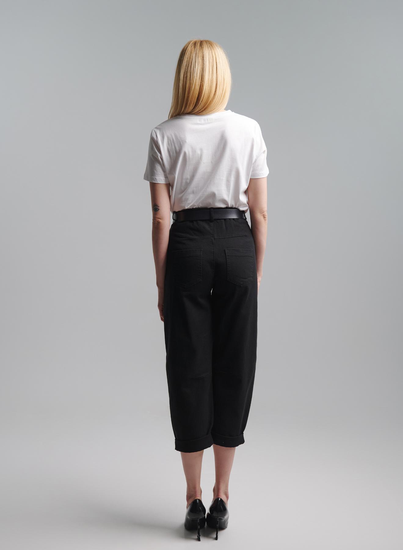 Black Jeans Trousers with turn ups and with belt Tensione In - 3