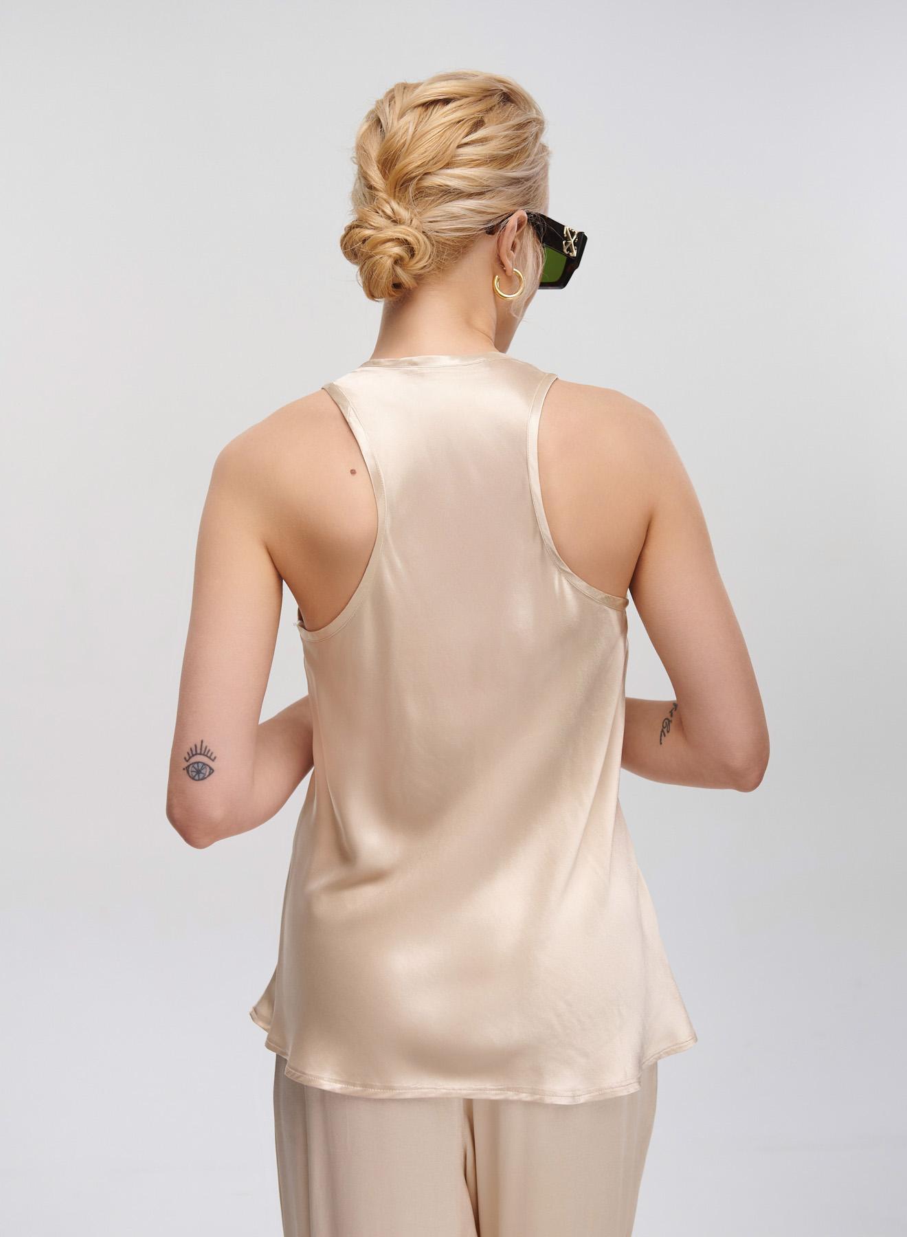 Champagne silky touch sleeveless Blouse Greek Archaic Kori - 5