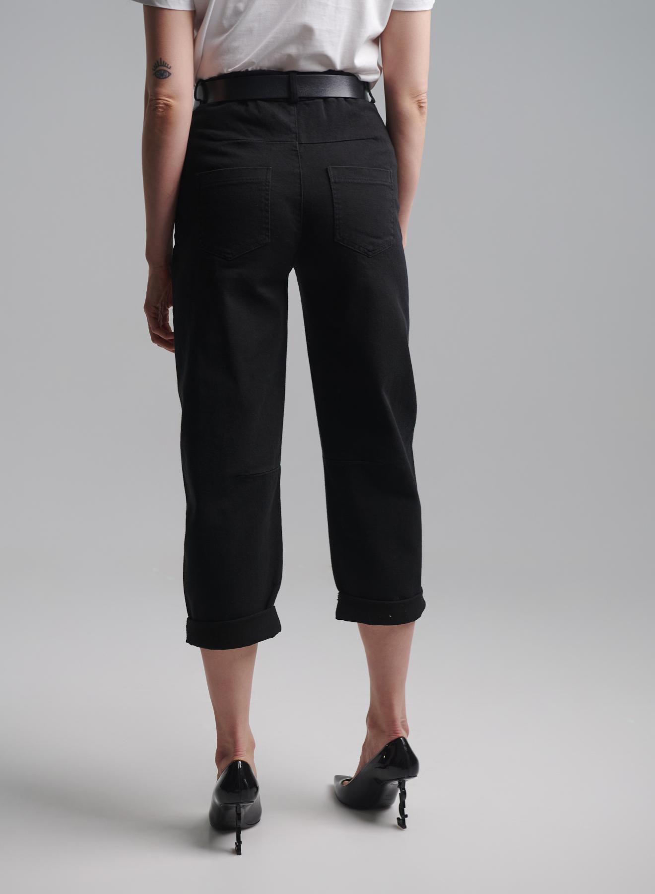 Black Jeans Trousers with turn ups and with belt Tensione In - 5