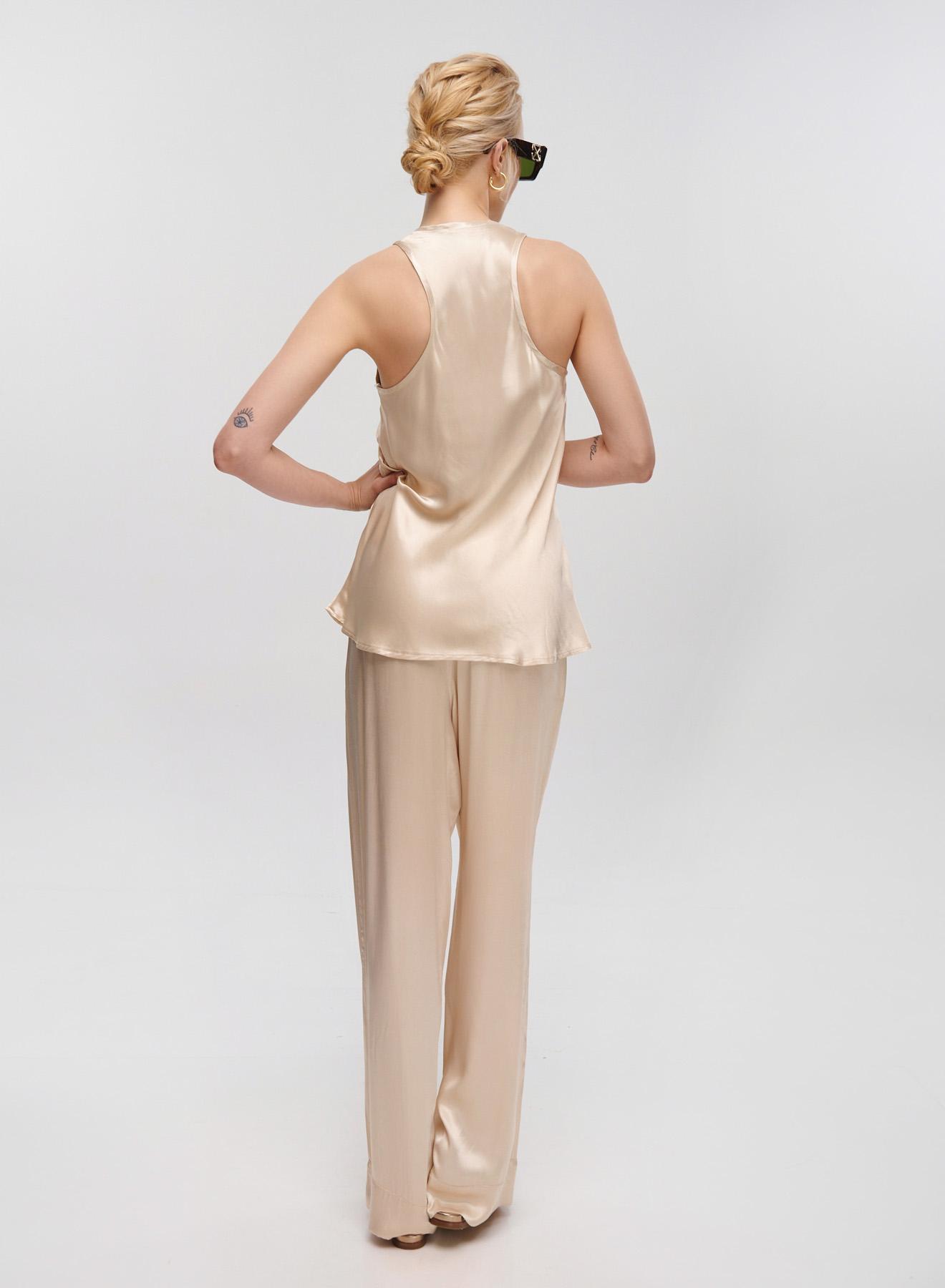 Champagne silky touch Trousers with buttons Archaic Kori - 2